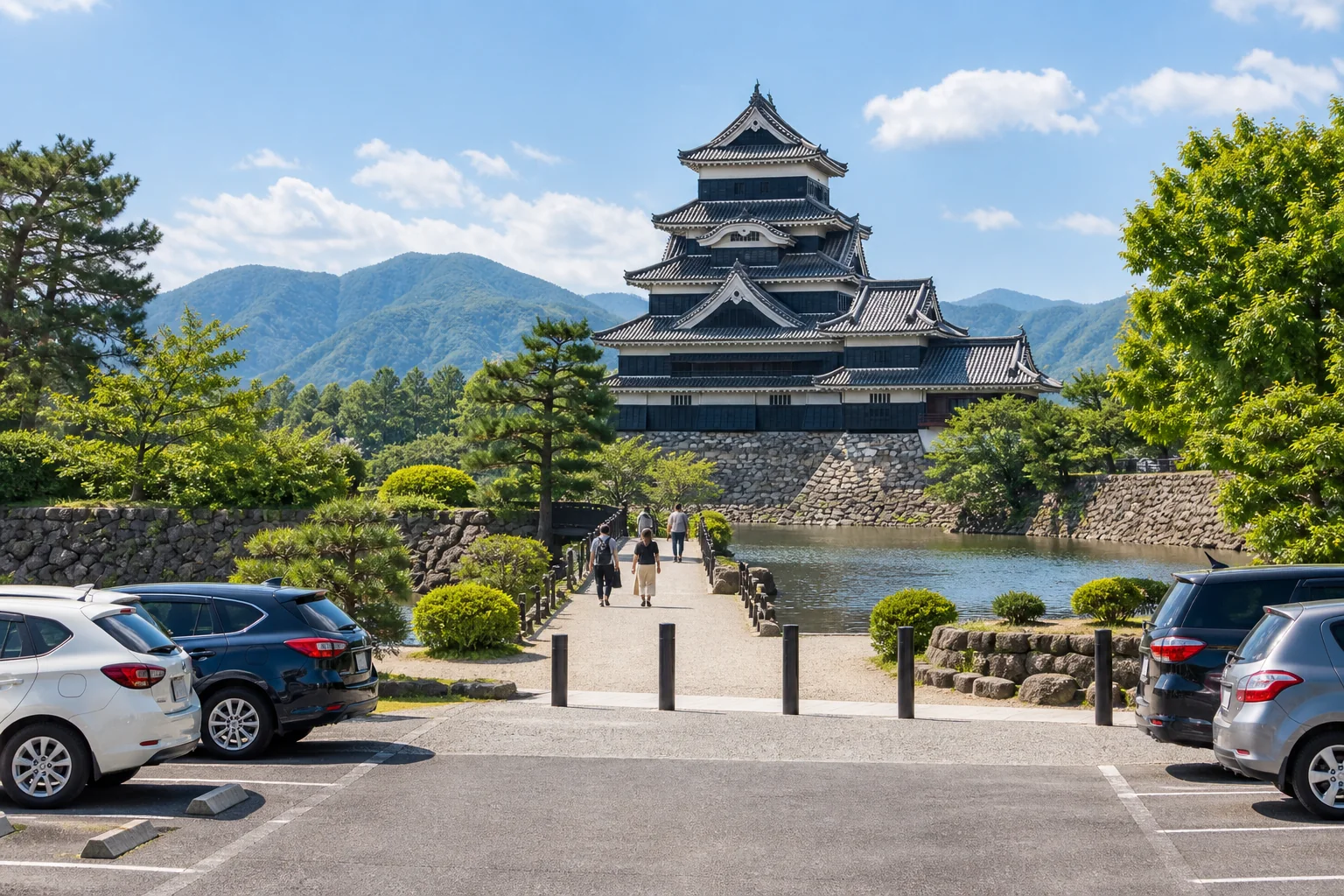 松本城と周辺駐車場をイメージした風景